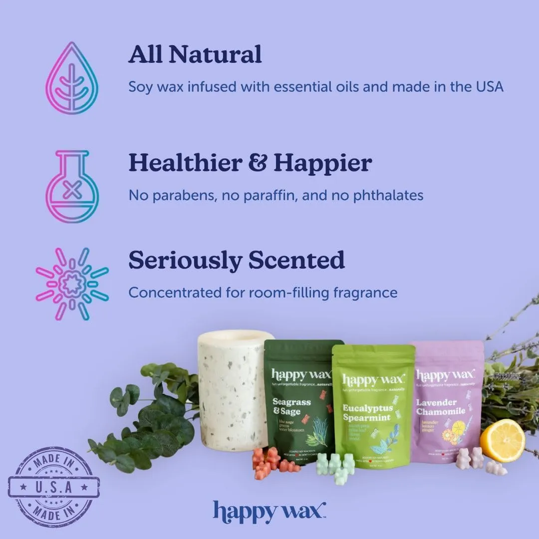 Happy Wax Beach Mix Premium Scented Natural, Non Toxic Soy Wax Melts – 6 Total Oz. of Scented Wax Melts. Includes: Pina Colada, Coastal Tide, and Pineapple Mango