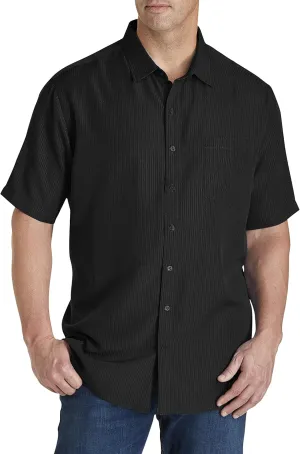 Harbor Bay by DXL Men's Big and Tall Microfiber Comfort Grid Sport Shirt Black 5XL