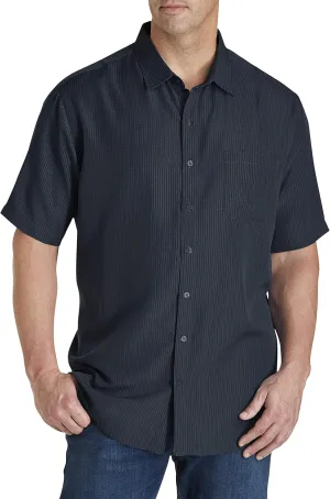 Harbor Bay by DXL Men's Big and Tall Microfiber Comfort Grid Sport Shirt Navy 5XL