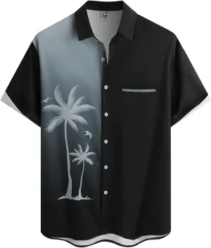 Hardaddy Men's Hawaiian Shirt Short Sleeves Coconut Printed Button Down Summer Beach Casual Shirts