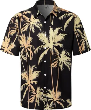 Hardaddy Men's Hawaiian Shirt Short Sleeves Coconut Printed Button Down Summer Beach Casual Shirts