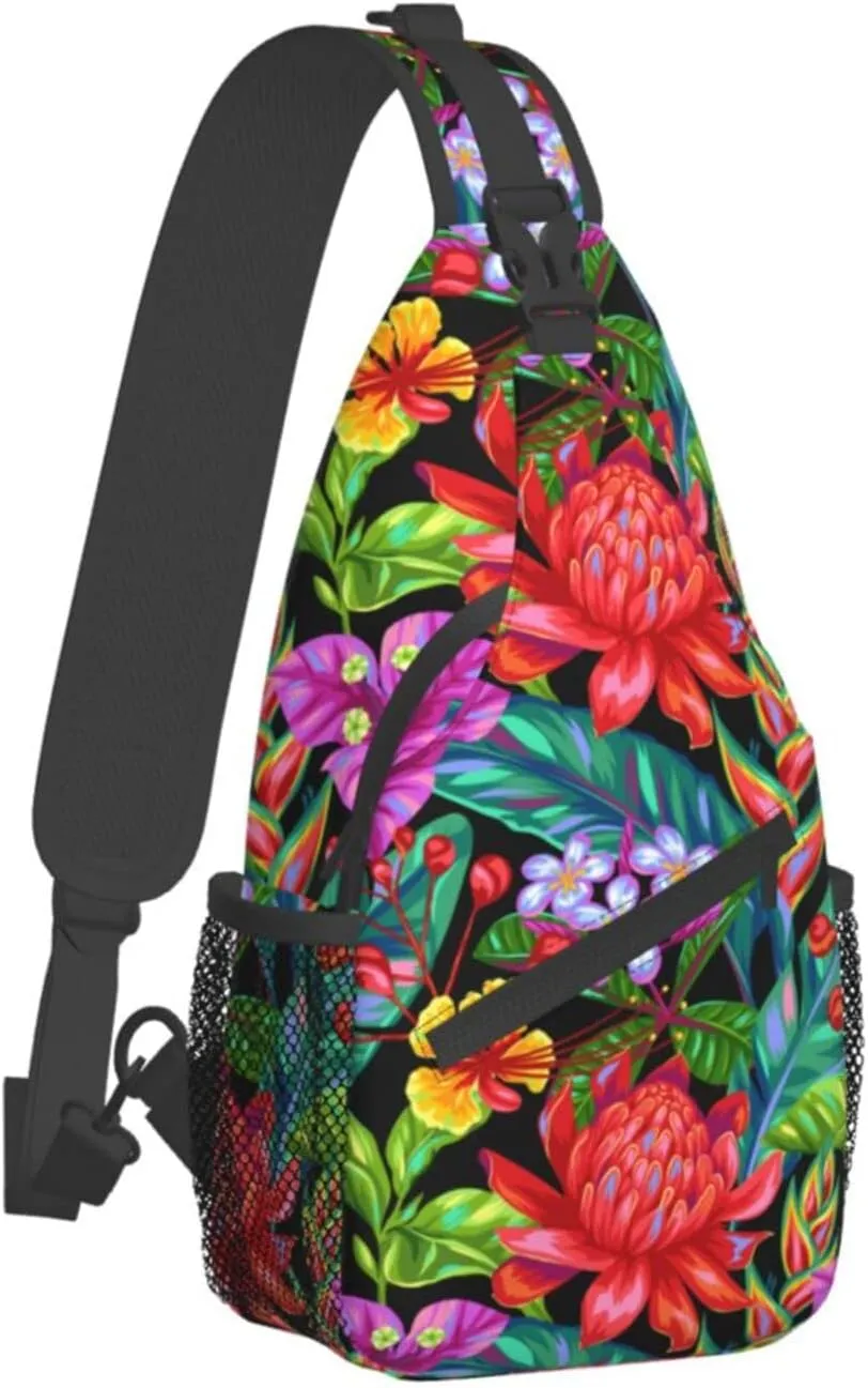 Hawaii Hawaiian Sling Bag,Multipurpose Crossbody Backpack Shoulder Chest Bag for Women Men Travel Hiking Daypack