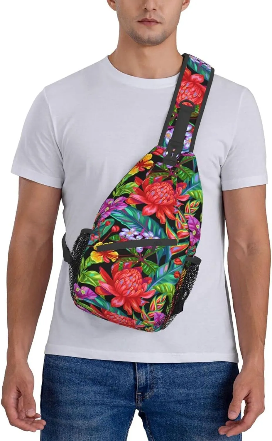 Hawaii Hawaiian Sling Bag,Multipurpose Crossbody Backpack Shoulder Chest Bag for Women Men Travel Hiking Daypack