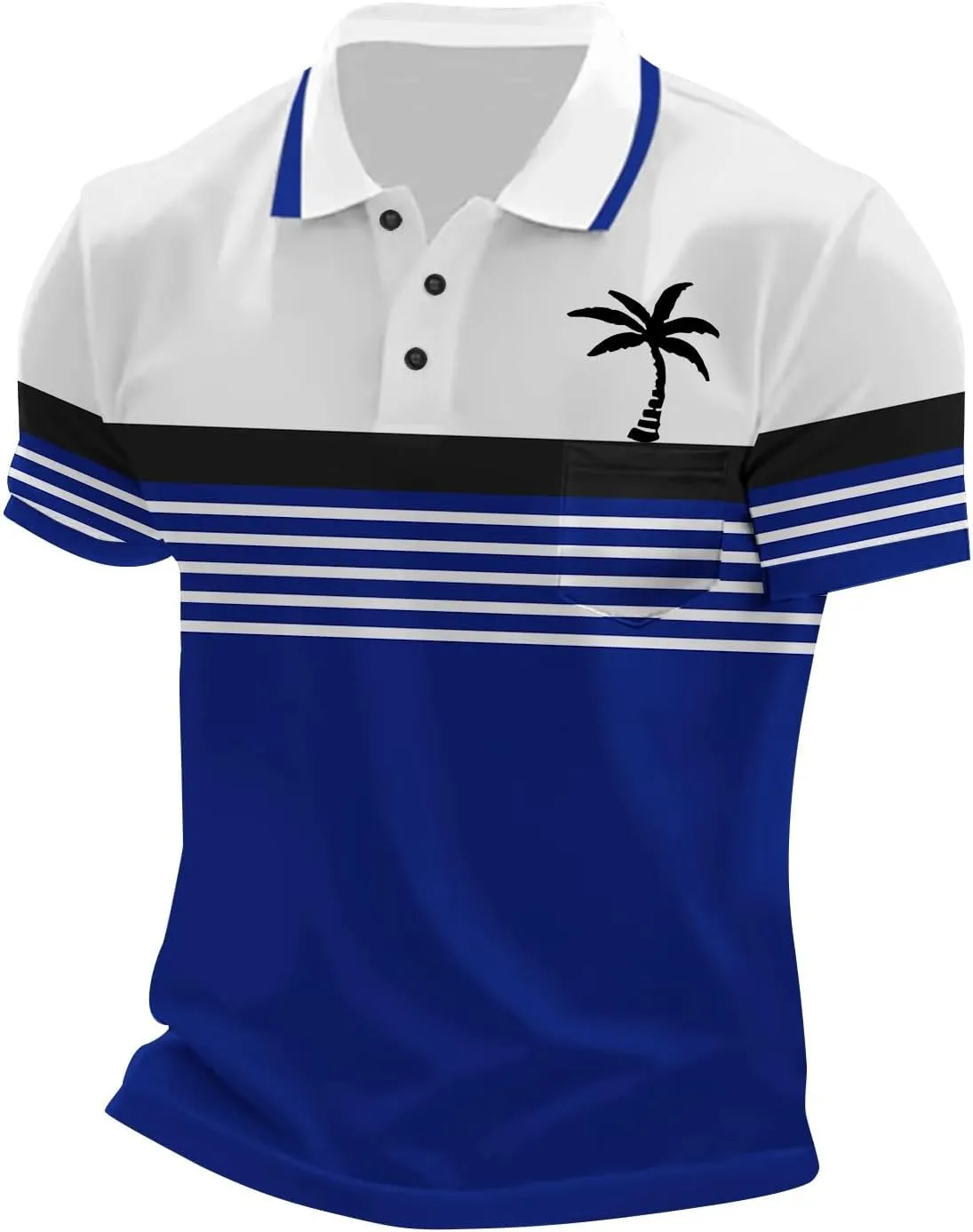 Hawaiian Shirt for Men Short Sleeve Button Down Collar Tops Tropical Coconut Tree Graphic Beach Summer Shirts for Dad