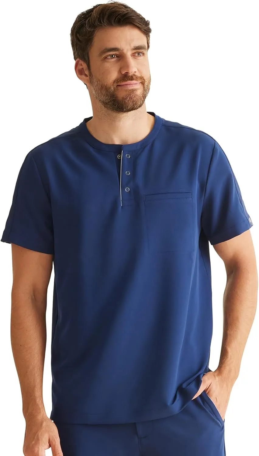 Healing Hands Men's Medical Scrub Top Shane with 1 Pocket, Snap-Closure Placket, Moisture Wicking, 360° Stretch - HH701