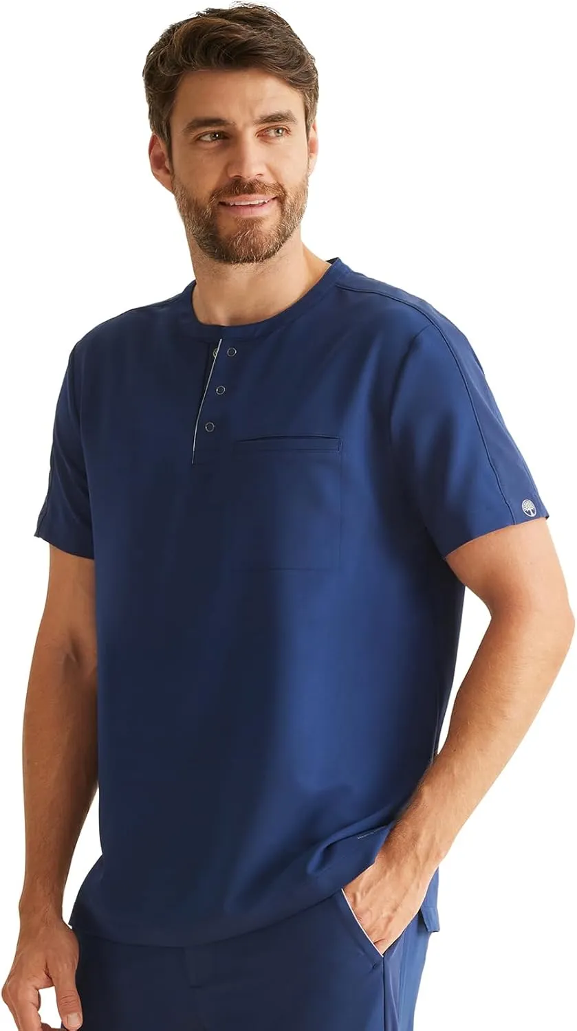 Healing Hands Men's Medical Scrub Top Shane with 1 Pocket, Snap-Closure Placket, Moisture Wicking, 360° Stretch - HH701
