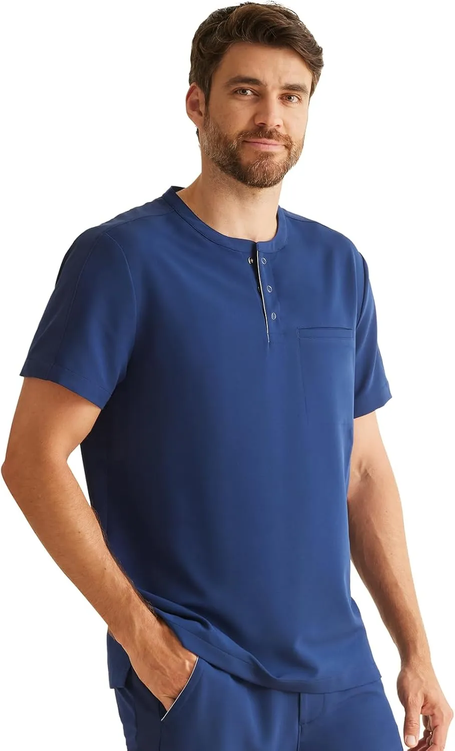 Healing Hands Men's Medical Scrub Top Shane with 1 Pocket, Snap-Closure Placket, Moisture Wicking, 360° Stretch - HH701