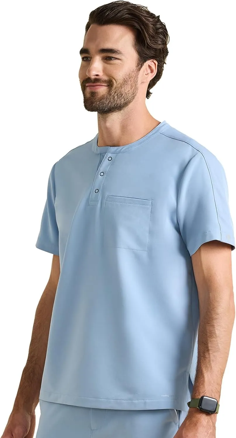 Healing Hands Men's Medical Scrub Top Shane with 1 Pocket, Snap-Closure Placket, Moisture Wicking, 360° Stretch - HH701