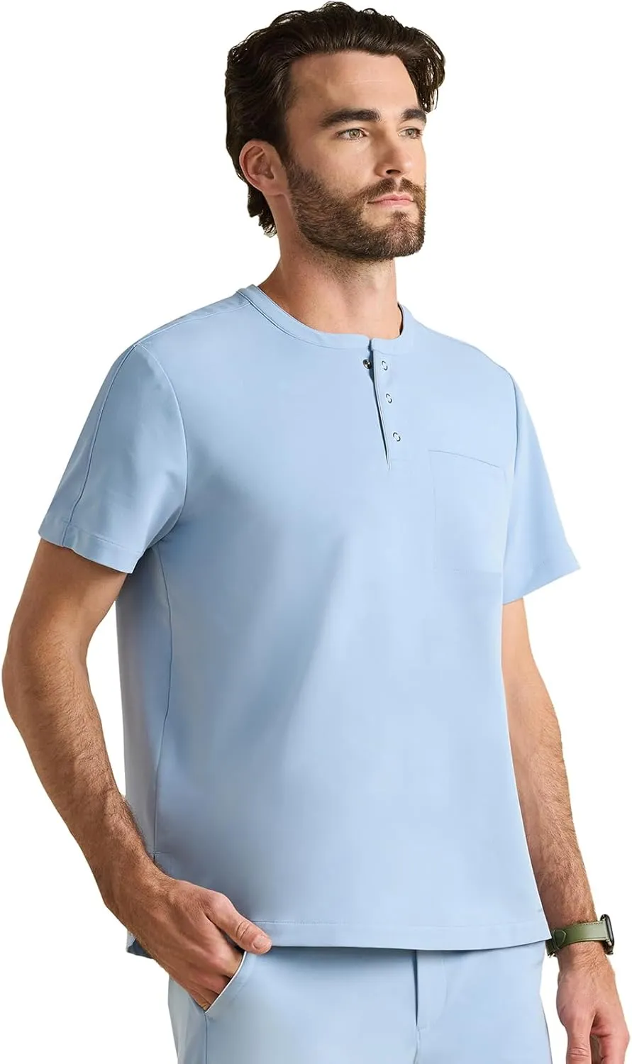 Healing Hands Men's Medical Scrub Top Shane with 1 Pocket, Snap-Closure Placket, Moisture Wicking, 360° Stretch - HH701