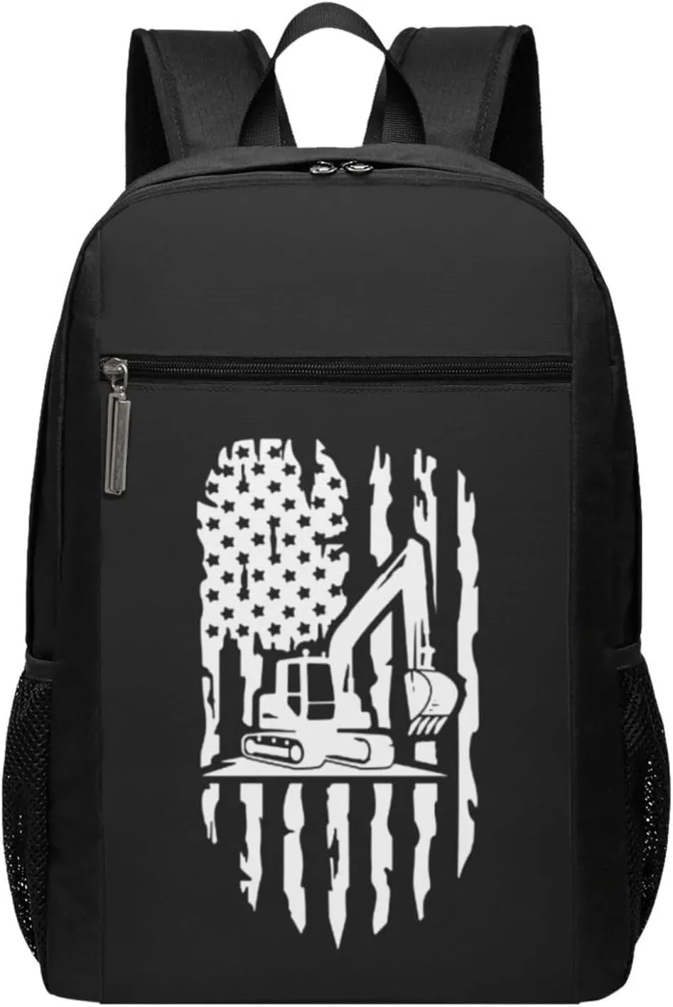 Heavy Equipment Operator Excavator Us Flag Travel Laptop Backpack, Business Anti Theft Slim Sturdy Laptops Backpacks, College Computer Bag Gift for Men & Women Fits 17 Inch Notebook,Black