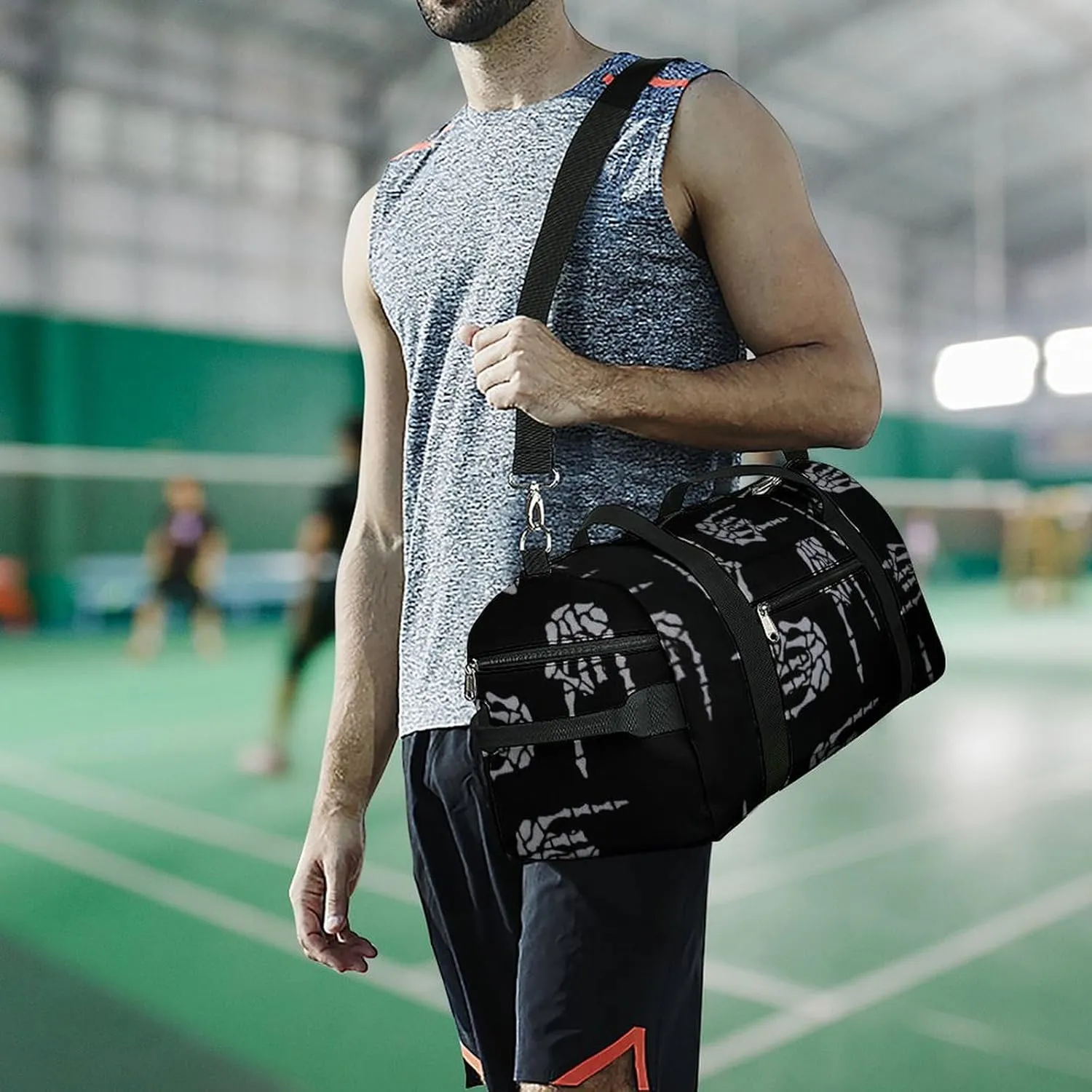 Heavy Metal Skull Rock Hand A Fitness Bag with Large Storage Space Is Suitable for Portable Outdoor Use