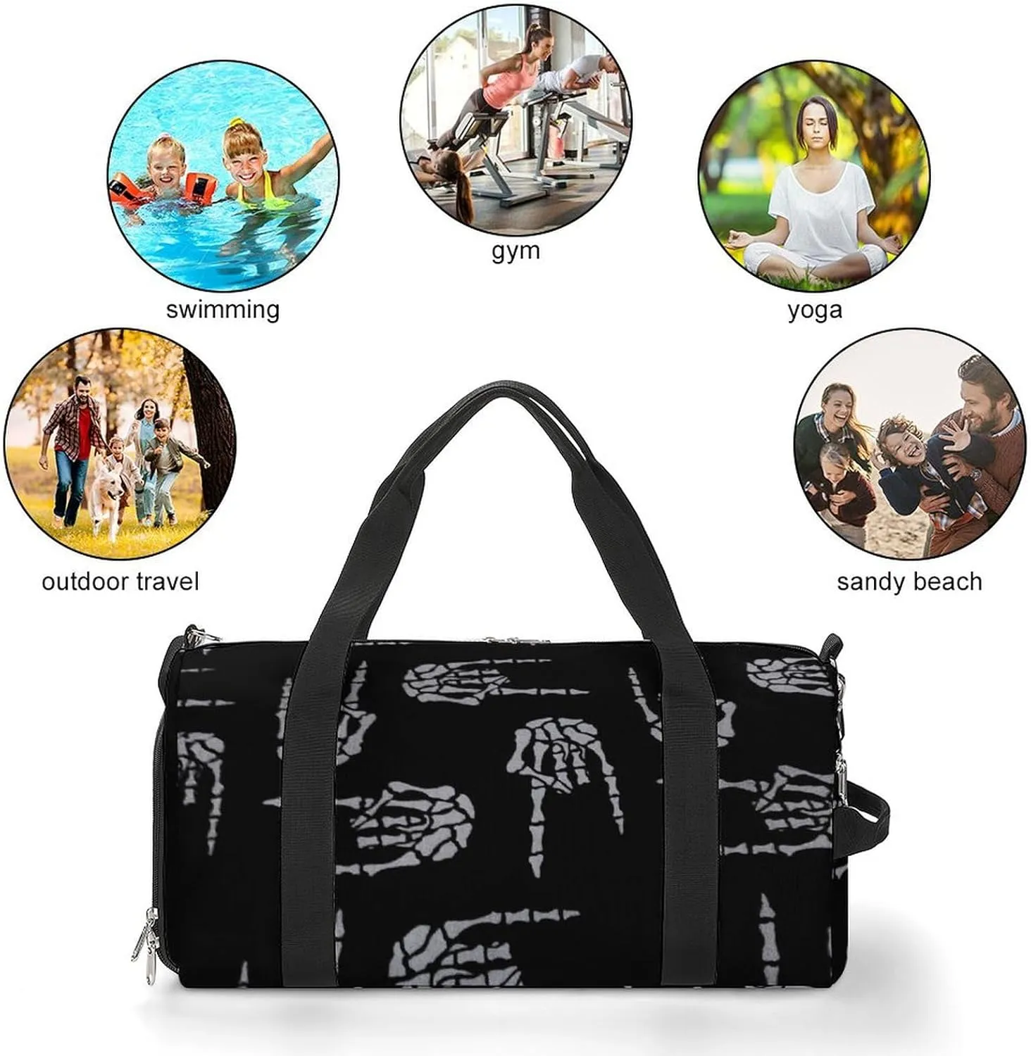 Heavy Metal Skull Rock Hand A Fitness Bag with Large Storage Space Is Suitable for Portable Outdoor Use