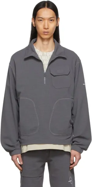 Helmut Lang Mens Half-Zip Waffle Knit Pullover Sweater Large Wave