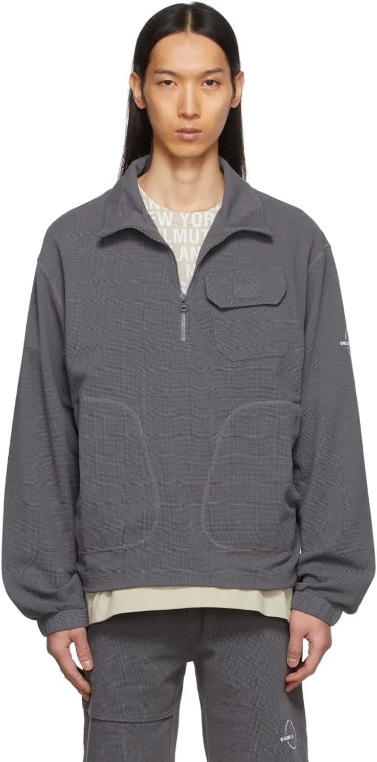 Helmut Lang Mens Half-Zip Waffle Knit Pullover Sweater Large Wave