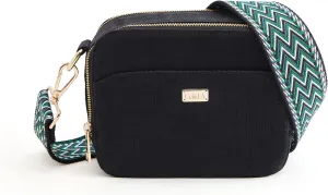 Hemp Double Pocket Crossbody Bag | Stylish Messenger Sling Bag | Eco-Friendly Design in Classic Black