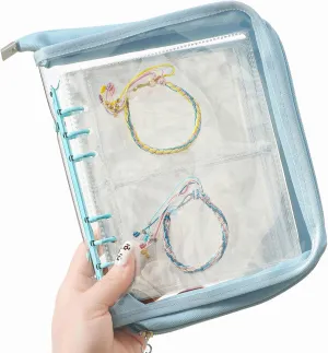 High Capacity Bracelet Storage Organizer Travel Jewelry Organizer Transparent Jewelry Storage Book for Earring, Necklace, Ring, With pvc Jewelry Pouches Zipper Bags
