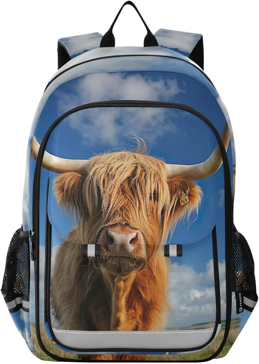 Highland Cattle Cow Print Backpack for Boys Middle-School Elementary Bookbags 20325058