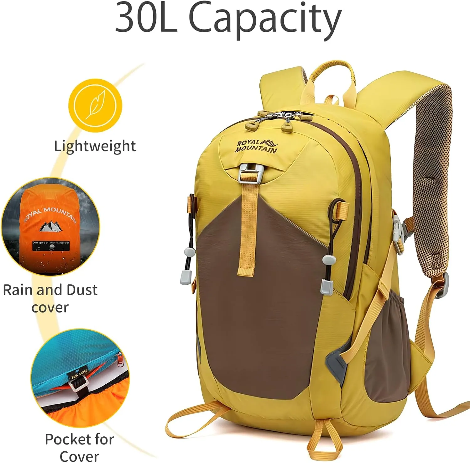Hiking Backpack 30L Foldable Travel Daypack For Women Men,Camping Daypack Backpacks Lightweight,Durable Hiking Backpack Fit For Hiking,Daily Commuting,Short Trips.(With Rain-cover)