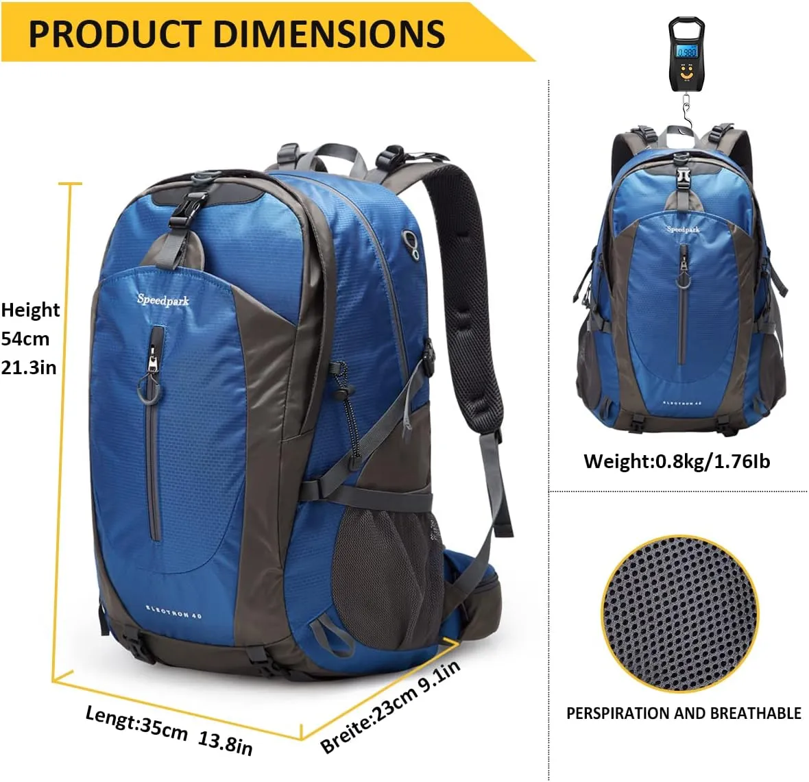 Hiking Backpack 40L Waterproof Hiking Daypack with Rain Cover, Outdoor Trekking Travel Backpacks for Men Women