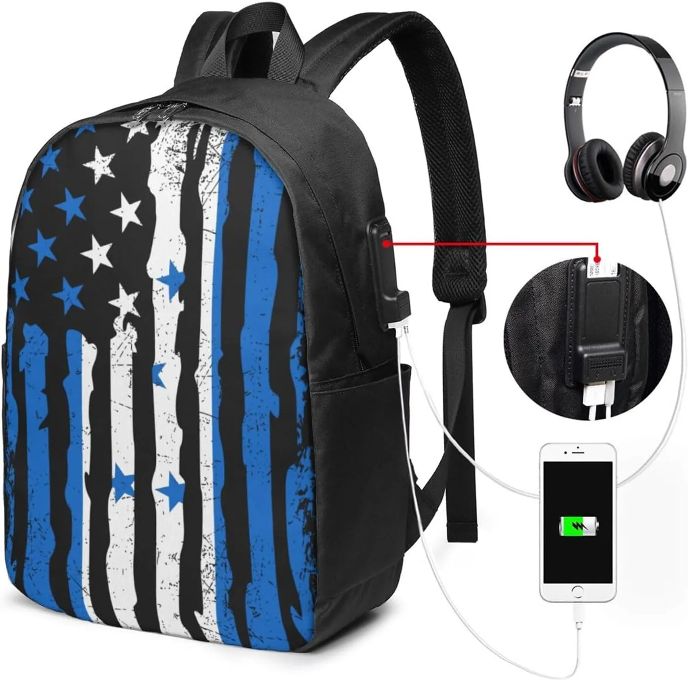 Honduran American Pride Flag Honduras Roots Travel Backpack 17-Inch Laptop Backpacks Business Rucksack Casual Sport Daypack with USB Charging Port Carry-on Bag for Camping Biking