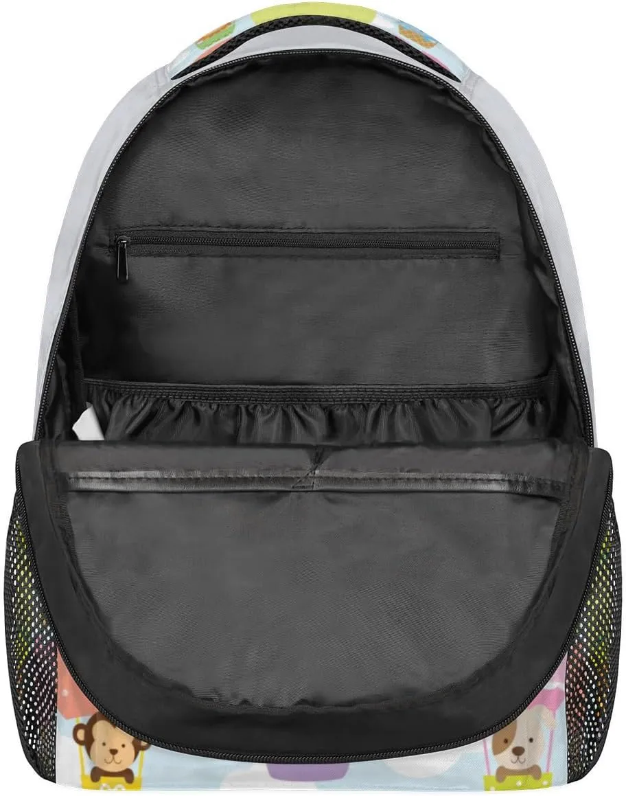 Hot Air Balloon Tiger Dog Travel Laptop Backpacks Lightweight Travel Hiking Camping Casual Daypack Backpack for Men Women Adults