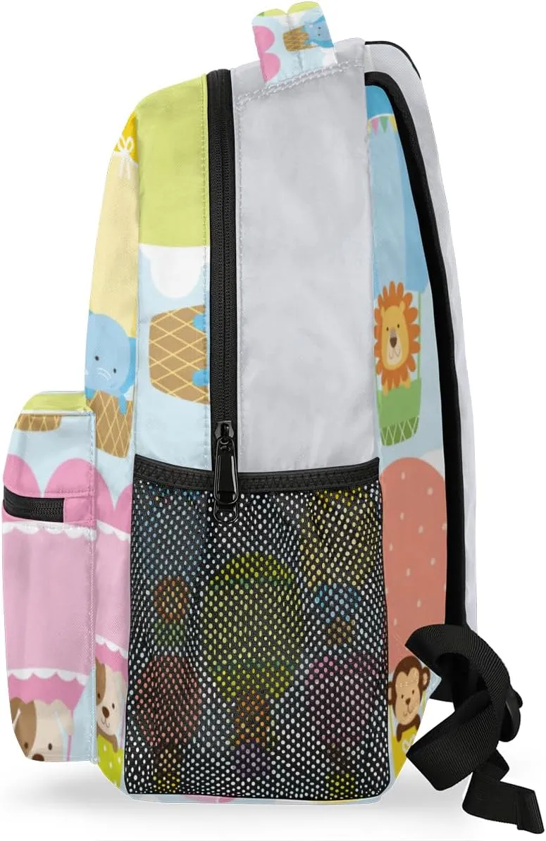 Hot Air Balloon Tiger Dog Travel Laptop Backpacks Lightweight Travel Hiking Camping Casual Daypack Backpack for Men Women Adults