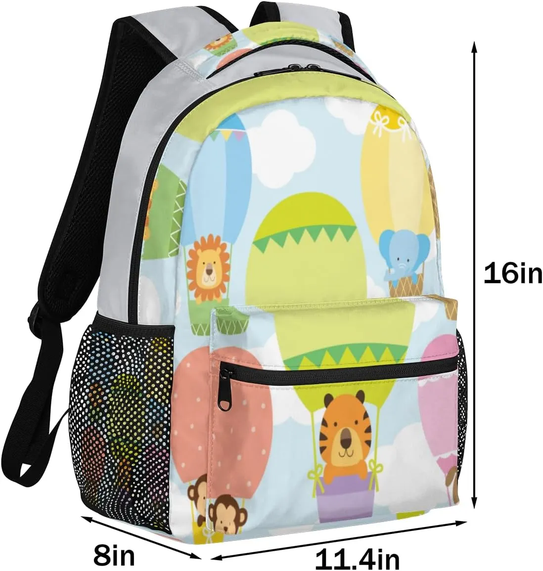 Hot Air Balloon Tiger Dog Travel Laptop Backpacks Lightweight Travel Hiking Camping Casual Daypack Backpack for Men Women Adults