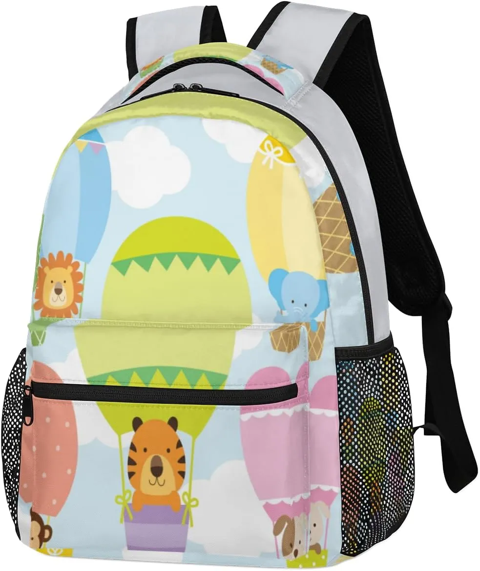 Hot Air Balloon Tiger Dog Travel Laptop Backpacks Lightweight Travel Hiking Camping Casual Daypack Backpack for Men Women Adults