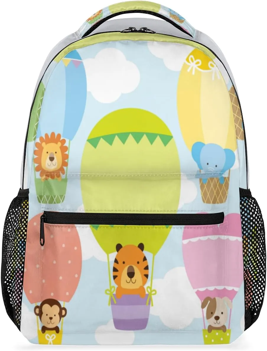 Hot Air Balloon Tiger Dog Travel Laptop Backpacks Lightweight Travel Hiking Camping Casual Daypack Backpack for Men Women Adults