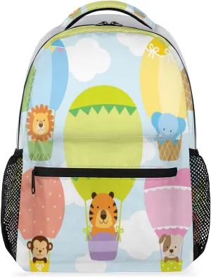Hot Air Balloon Tiger Dog Travel Laptop Backpacks Lightweight Travel Hiking Camping Casual Daypack Backpack for Men Women Adults