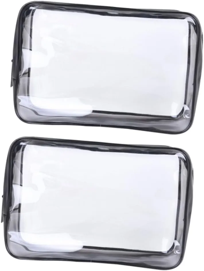 Housoutil 2 Pack PVC Storage Bag Large Capacity Zipper Bag Design for Makeup Sundries Travel, As Shown, M