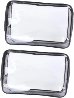 Housoutil 2 Pack PVC Storage Bag Large Capacity Zipper Bag Design for Makeup Sundries Travel, As Shown, M
