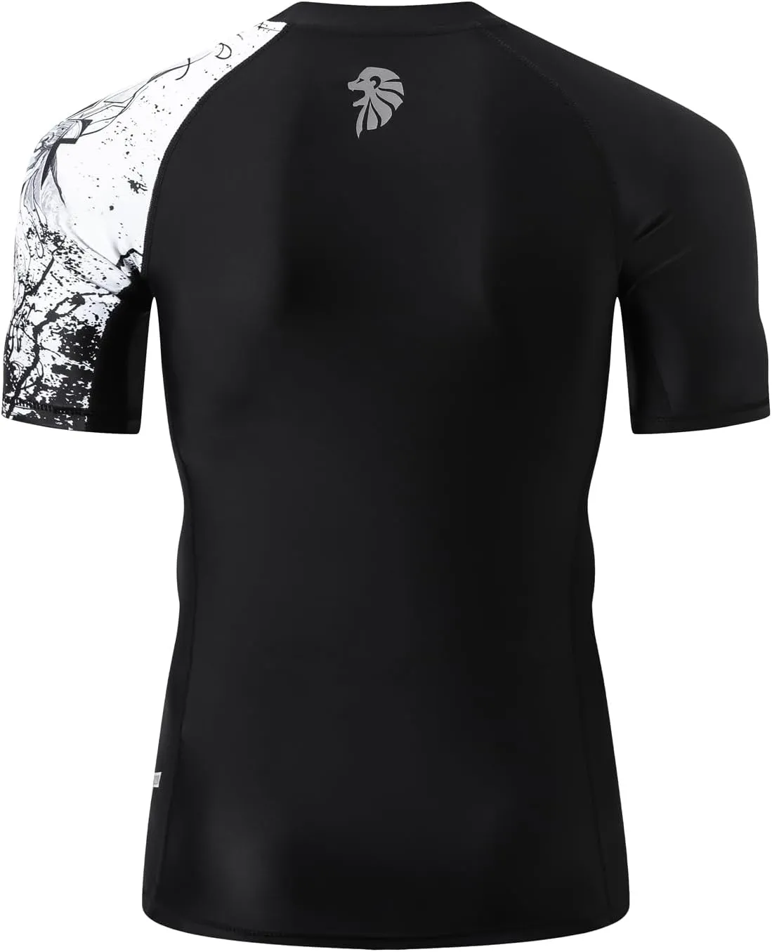 HUGE SPORTS Men's Splice UV Sun Protection UPF 50  Skins Rash Guard Short Sleeves