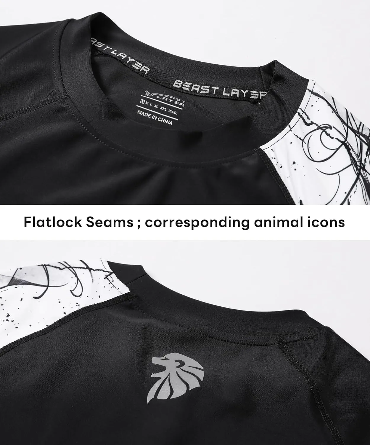 HUGE SPORTS Men's Splice UV Sun Protection UPF 50  Skins Rash Guard Short Sleeves