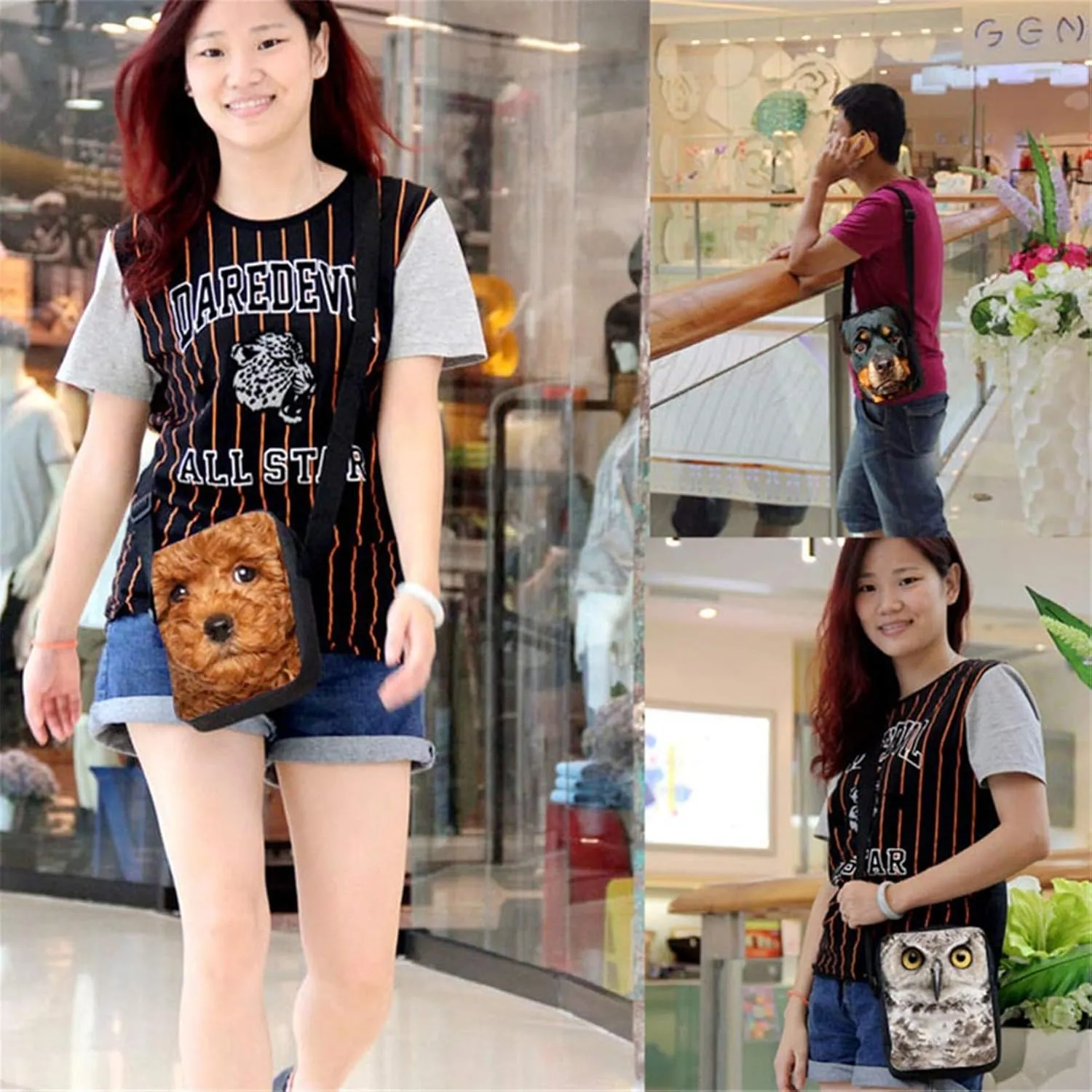 HUGS IDEA Black Horse Print Small Shoulder Messenger Bags Animals Mini Crossbody Handbag Travel Portable Cellphone Pouch Purse Wallet
