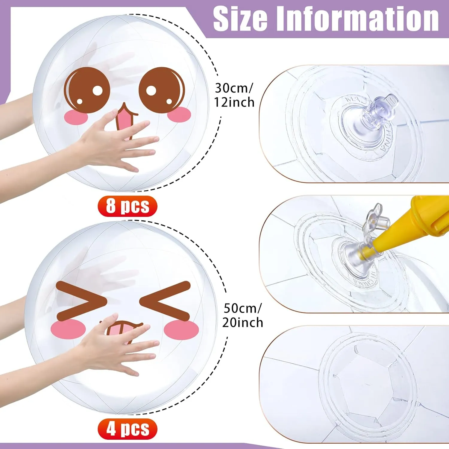 Hungdao 12 Pieces Inflatable Clear Beach Ball Bulk 16 Inch 24 Inch Transparent Swimming Pool Bubble Ball for Ocean Under The Sea Hawaii Luau Party DIY Favors Decorations