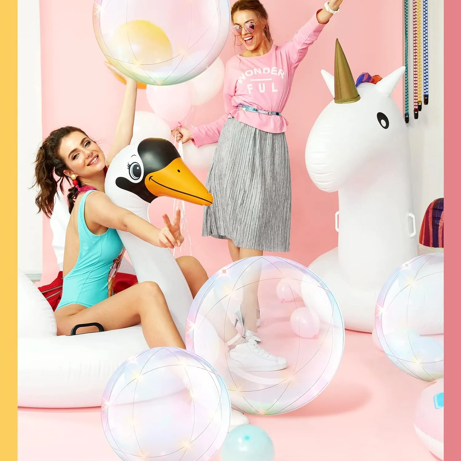 Hungdao 12 Pieces Inflatable Clear Beach Ball Bulk 16 Inch 24 Inch Transparent Swimming Pool Bubble Ball for Ocean Under The Sea Hawaii Luau Party DIY Favors Decorations
