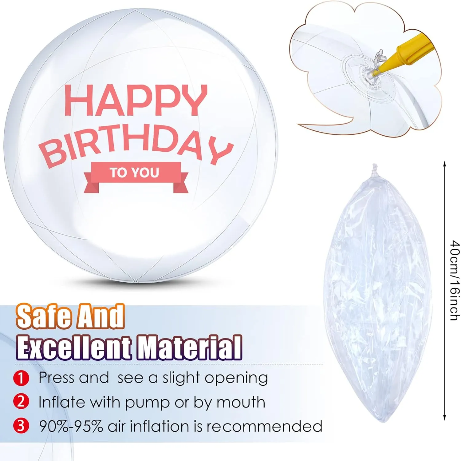 Hungdao 12 Pieces Inflatable Clear Beach Ball Bulk 16 Inch 24 Inch Transparent Swimming Pool Bubble Ball for Ocean Under The Sea Hawaii Luau Party DIY Favors Decorations