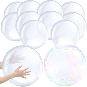 Hungdao 12 Pieces Inflatable Clear Beach Ball Bulk 16 Inch 24 Inch Transparent Swimming Pool Bubble Ball for Ocean Under The Sea Hawaii Luau Party DIY Favors Decorations