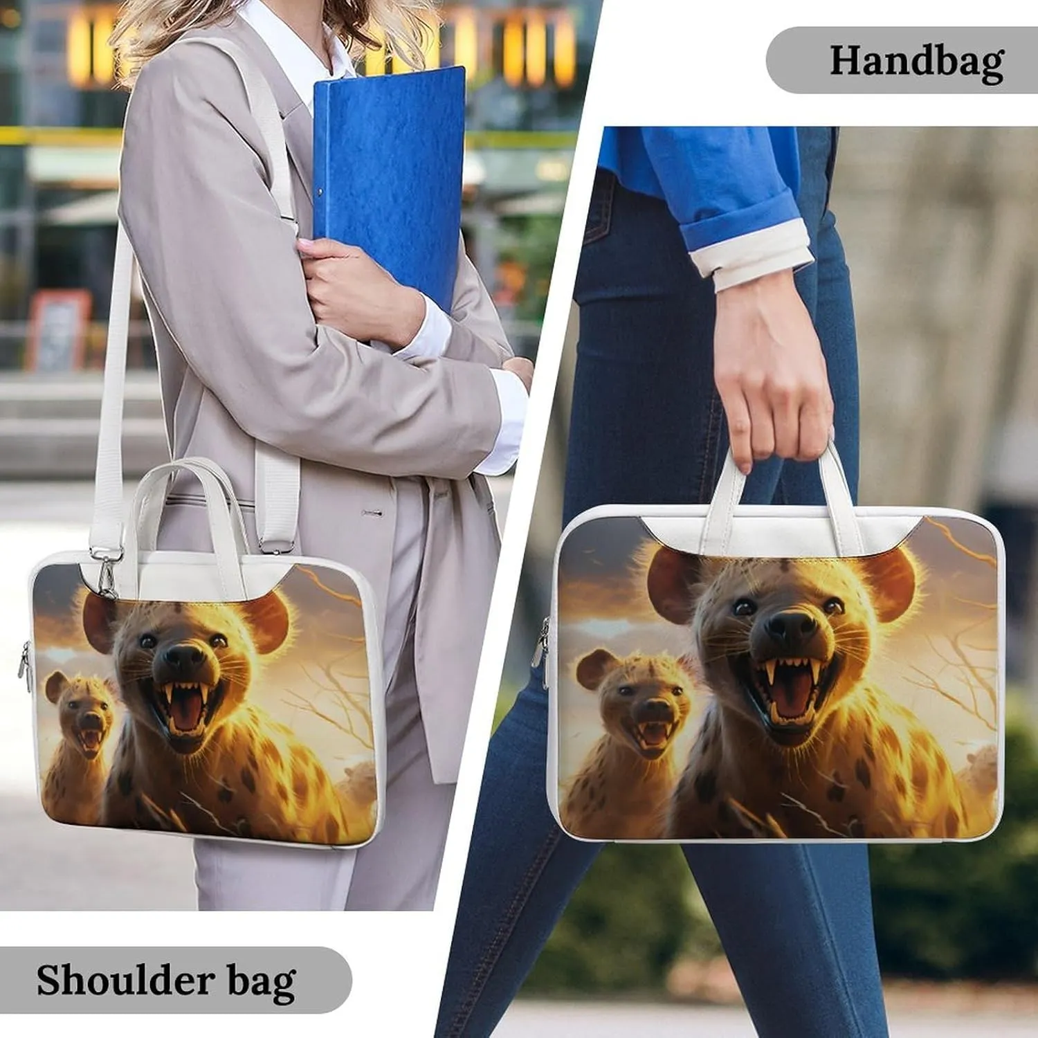 Hyenas Waiting for Predation Laptop Sleeve Bag Protective Case Handbag With Shoulder Strap for Computer 10-17 Inch