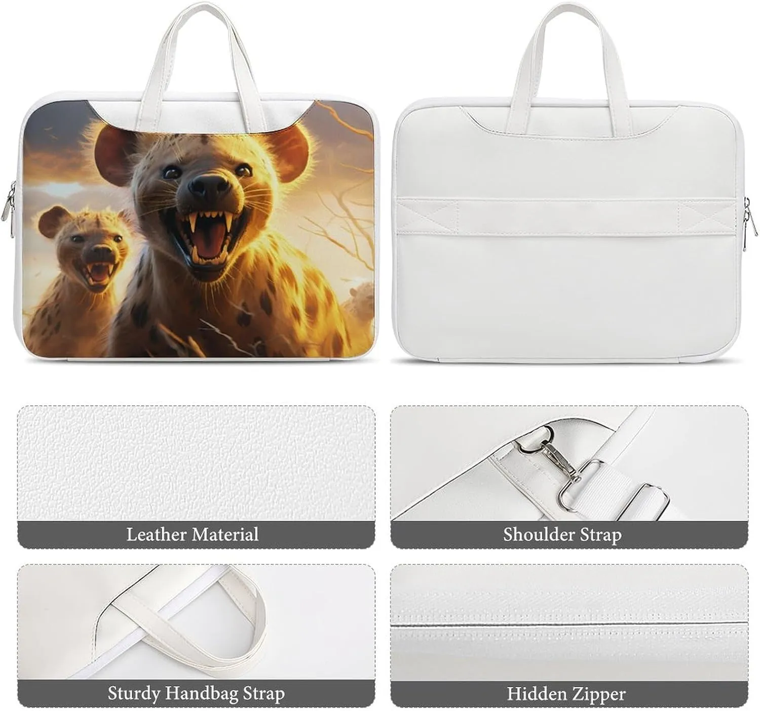 Hyenas Waiting for Predation Laptop Sleeve Bag Protective Case Handbag With Shoulder Strap for Computer 10-17 Inch