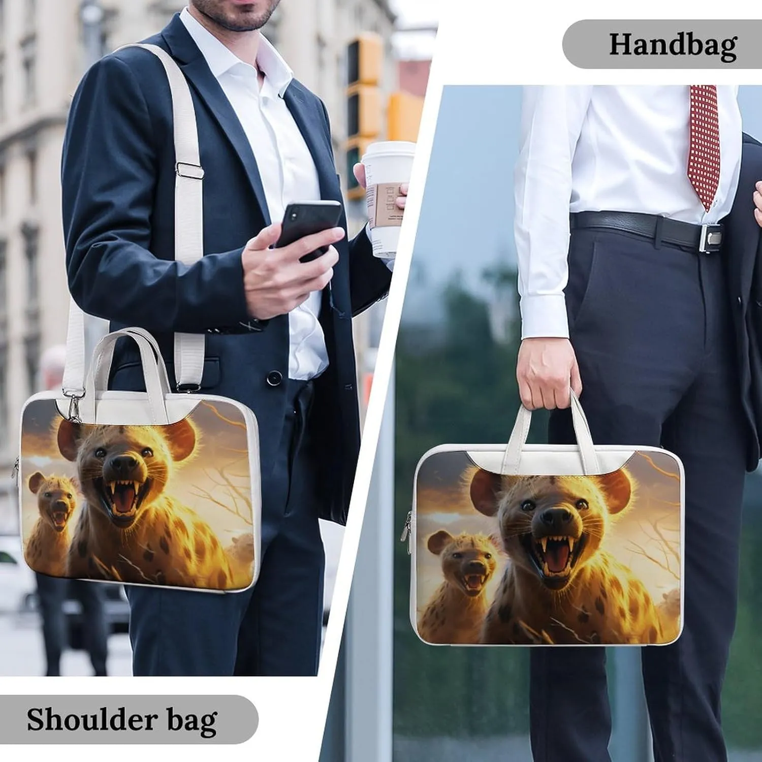 Hyenas Waiting for Predation Laptop Sleeve Bag Protective Case Handbag With Shoulder Strap for Computer 10-17 Inch