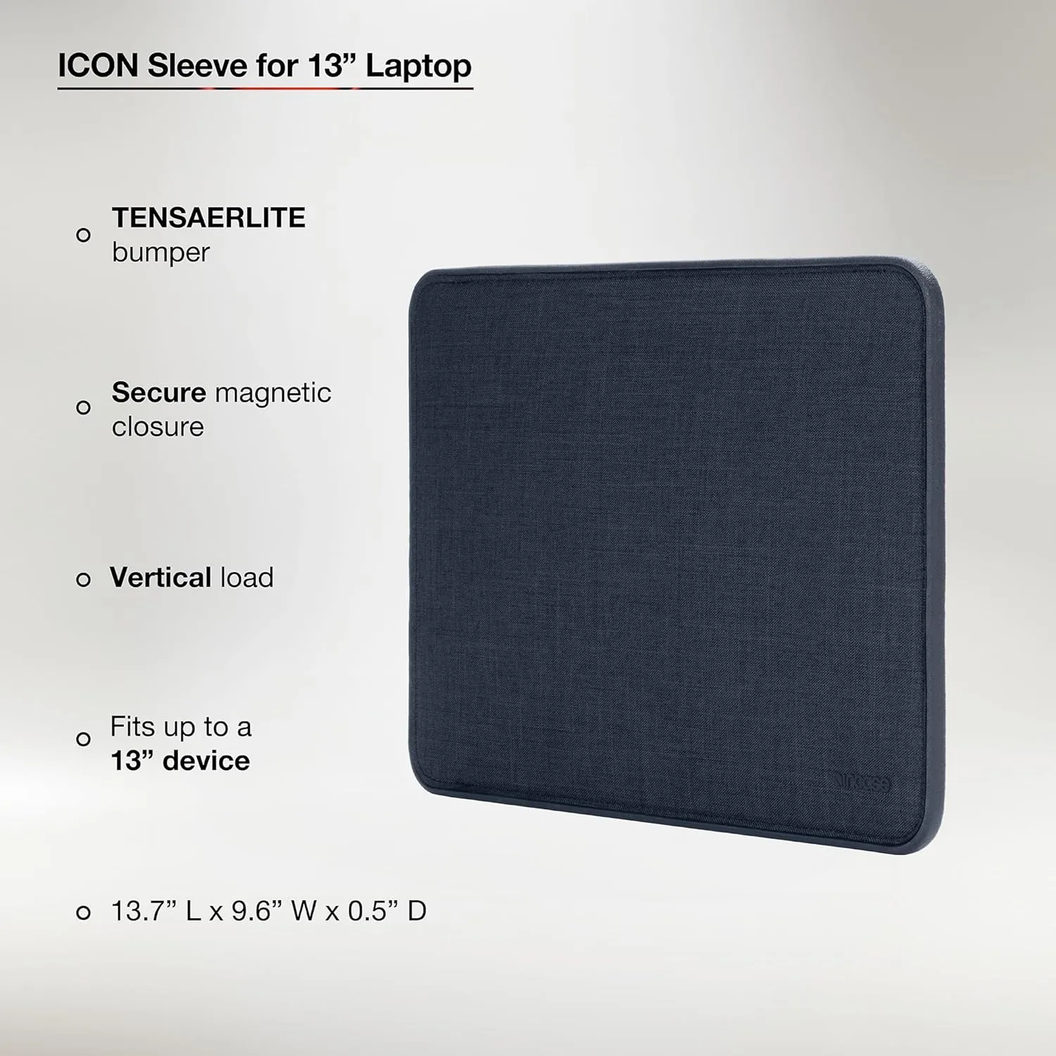 Incase ICON Sleeve with Woolenex - MacBook Air 13 inch Case - 2025, 2024, 2023, 2022, M4, M3, M2 - Fitted MacBook Case, Laptop Sleeve, Hard Cover, Durable, Lightweight - Heather Navy