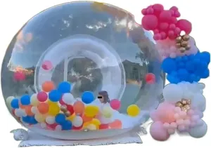 Inflatable Air Dome Tent Party Inflatable Transparent Bubble Tent with Balloons Outdoor Show Change Clothes Tent (Color : Clear, Size : 13ft Diameter)