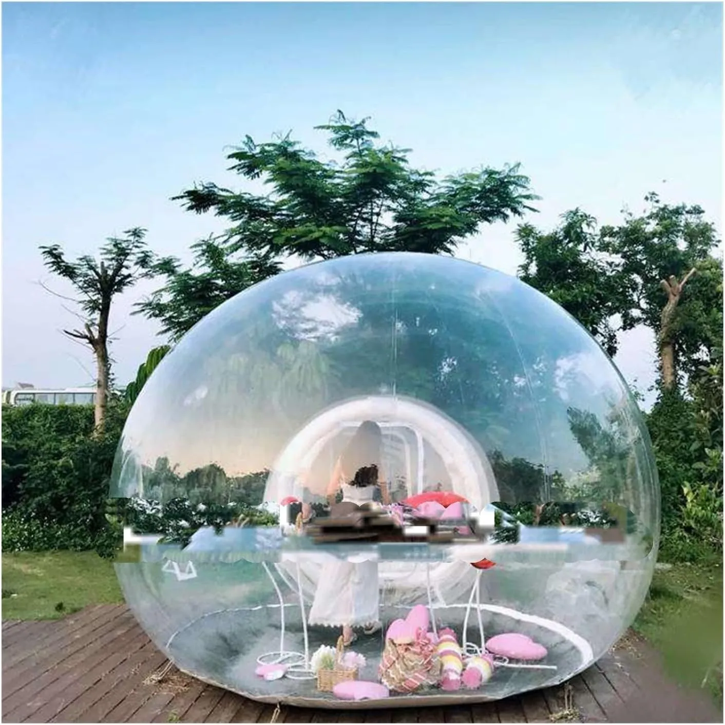 Inflatable Air Dome Tent Party Inflatable Transparent Bubble Tent with Balloons Outdoor Show Change Clothes Tent (Color : Clear, Size : 13ft Diameter)