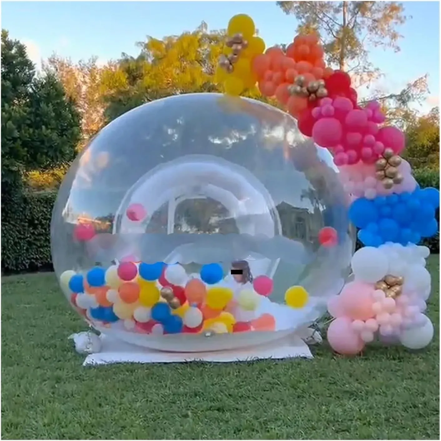 Inflatable Air Dome Tent Party Inflatable Transparent Bubble Tent with Balloons Outdoor Show Change Clothes Tent (Color : Clear, Size : 13ft Diameter)