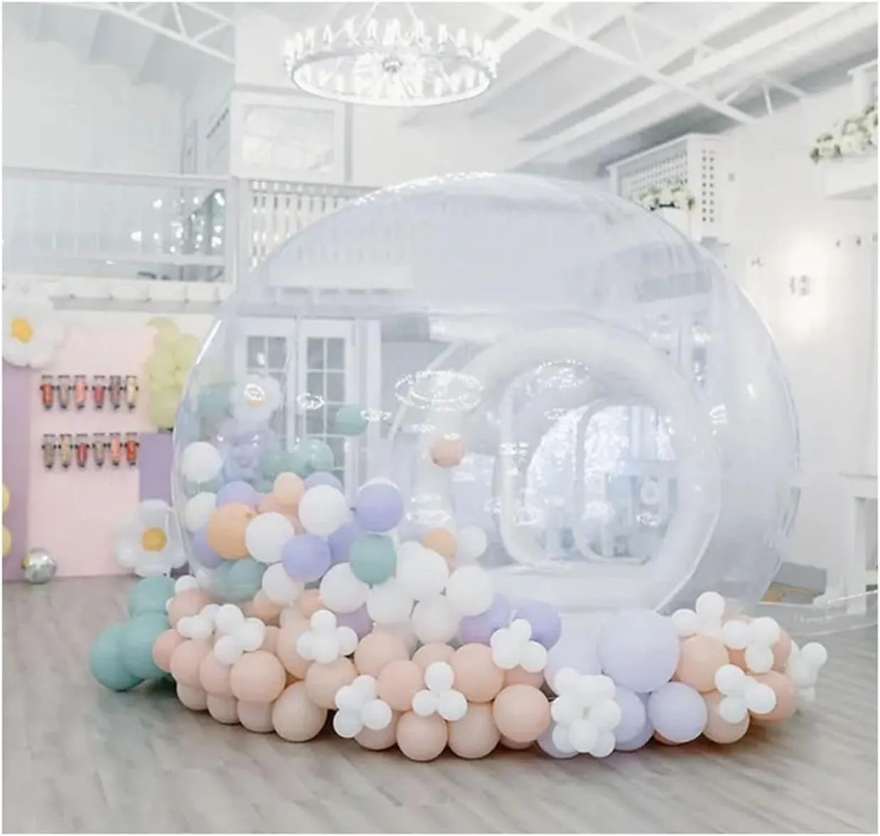 Inflatable Air Dome Tent Party Inflatable Transparent Bubble Tent with Balloons Outdoor Show Change Clothes Tent (Color : Clear, Size : 13ft Diameter)