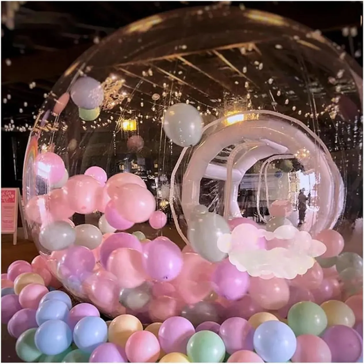 Inflatable Air Dome Tent Party Inflatable Transparent Bubble Tent with Balloons Outdoor Show Change Clothes Tent (Color : Clear, Size : 13ft Diameter)