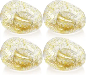 Inflatable Bean Bag Chair for Adult Bean Bag Sofa Chair Blow up Inflatable Furniture for Outdoor Living Room Bedroom Balcony Travel Party Gift Accessories(Gold Glitter,4 Pcs)