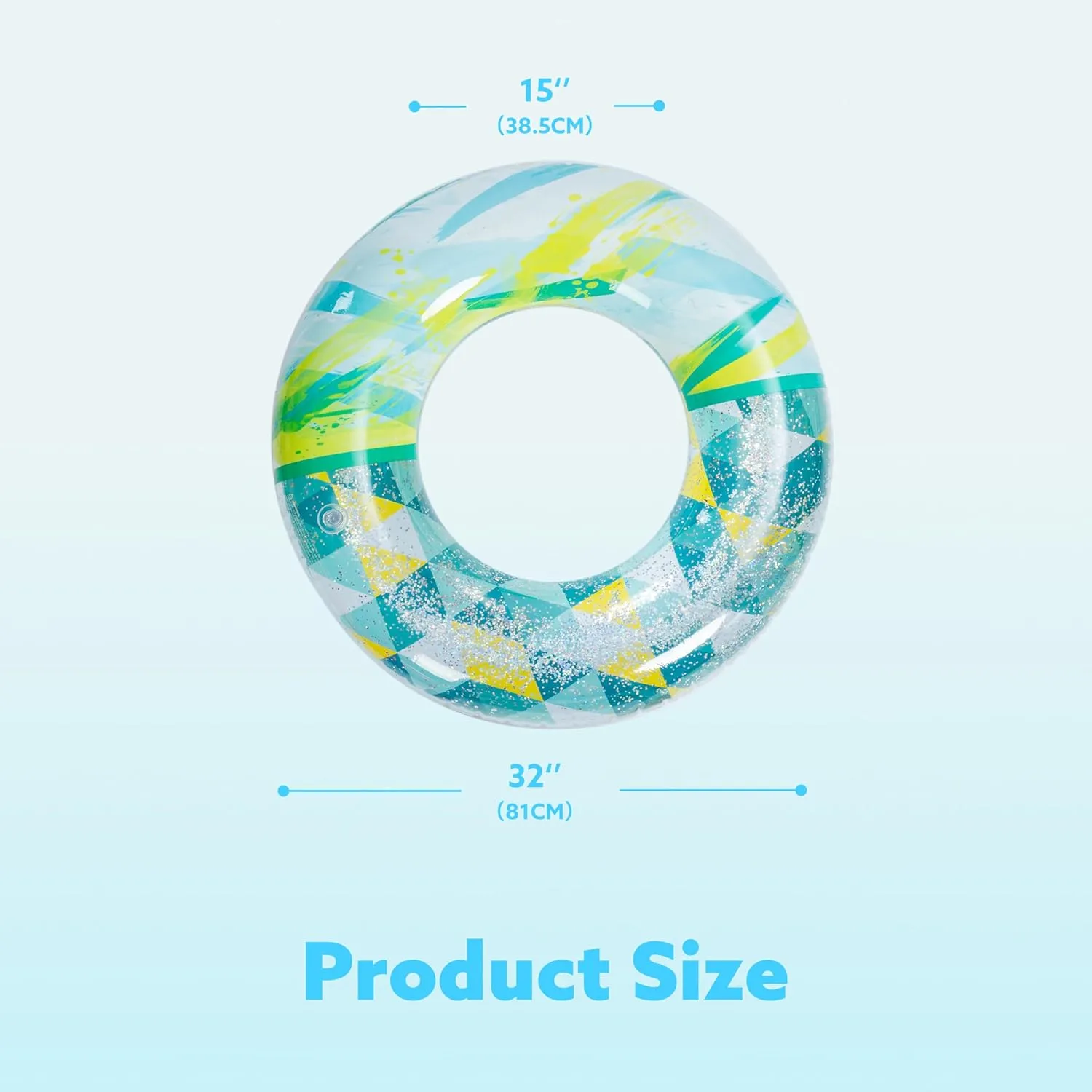 Inflatable Pool Floats with Glitters 32.5"(3 Pack), Pool Floaties Tubes for Swimming Kids Adults Beach Outdoor Party Supplies